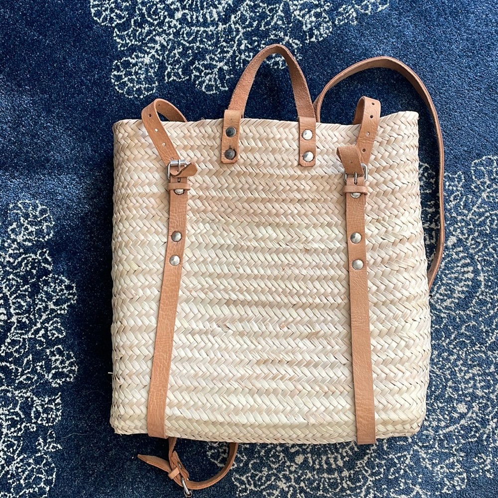 Stylish Tan Woven Backpack